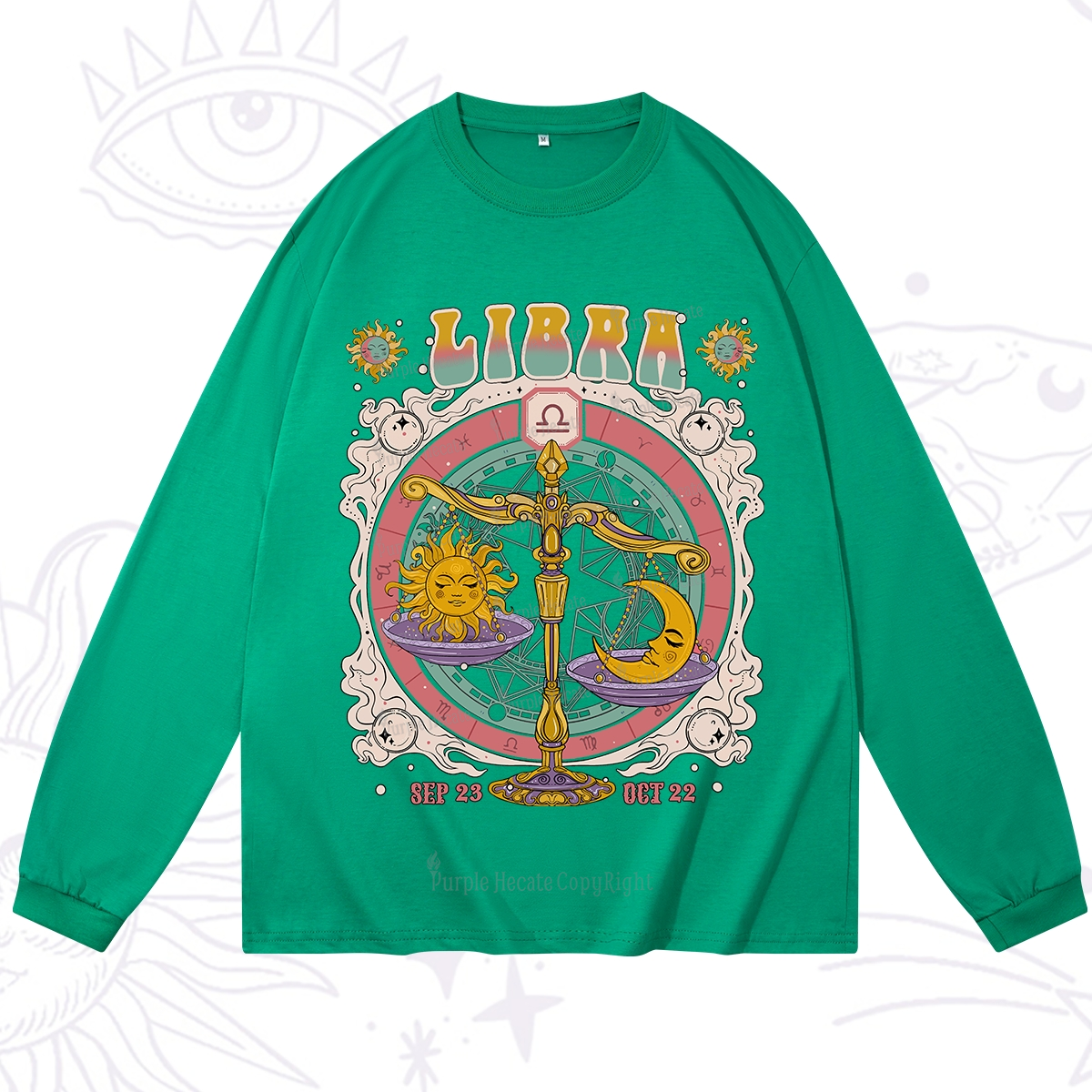Purplehecate Libra Cosmic Zodiac Long Sleeve T-Shirt