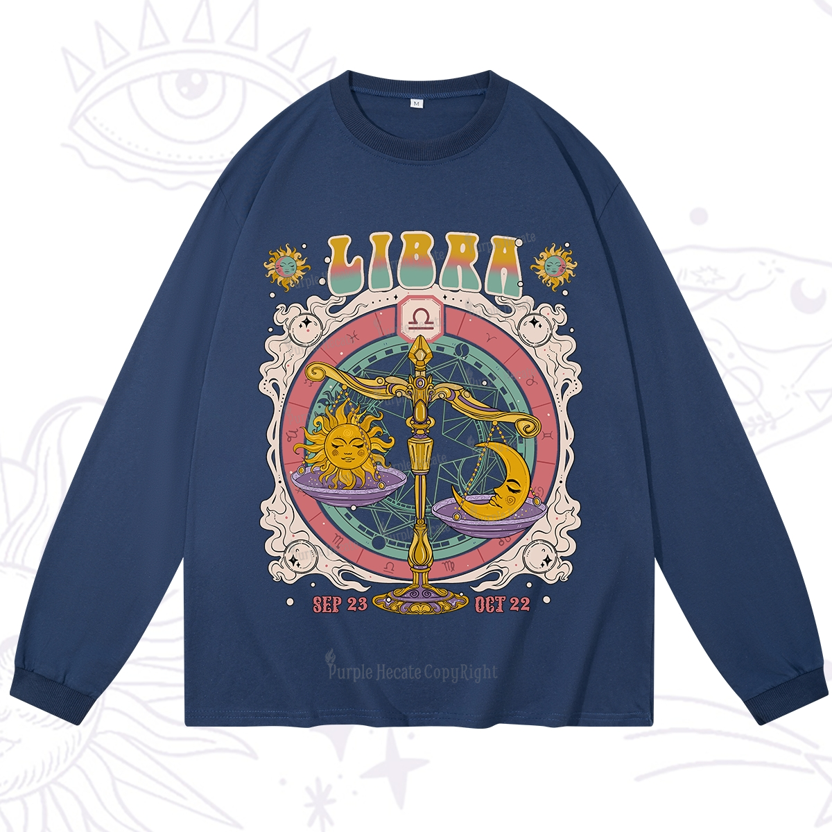 Purplehecate Libra Cosmic Zodiac Long Sleeve T-Shirt