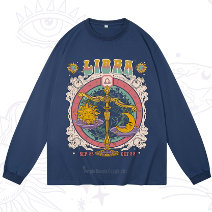 Purplehecate Libra Cosmic Zodiac Long Sleeve T-Shirt