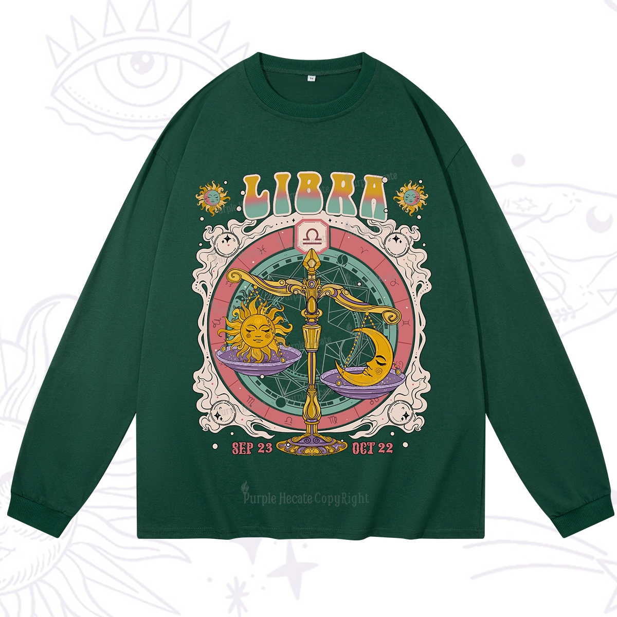 Purplehecate Libra Cosmic Zodiac Long Sleeve T-Shirt