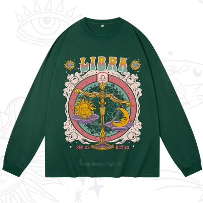 Purplehecate Libra Cosmic Zodiac Long Sleeve T-Shirt