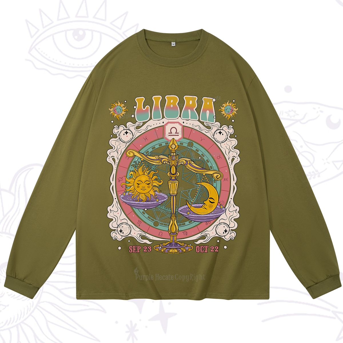 Purplehecate Libra Cosmic Zodiac Long Sleeve T-Shirt