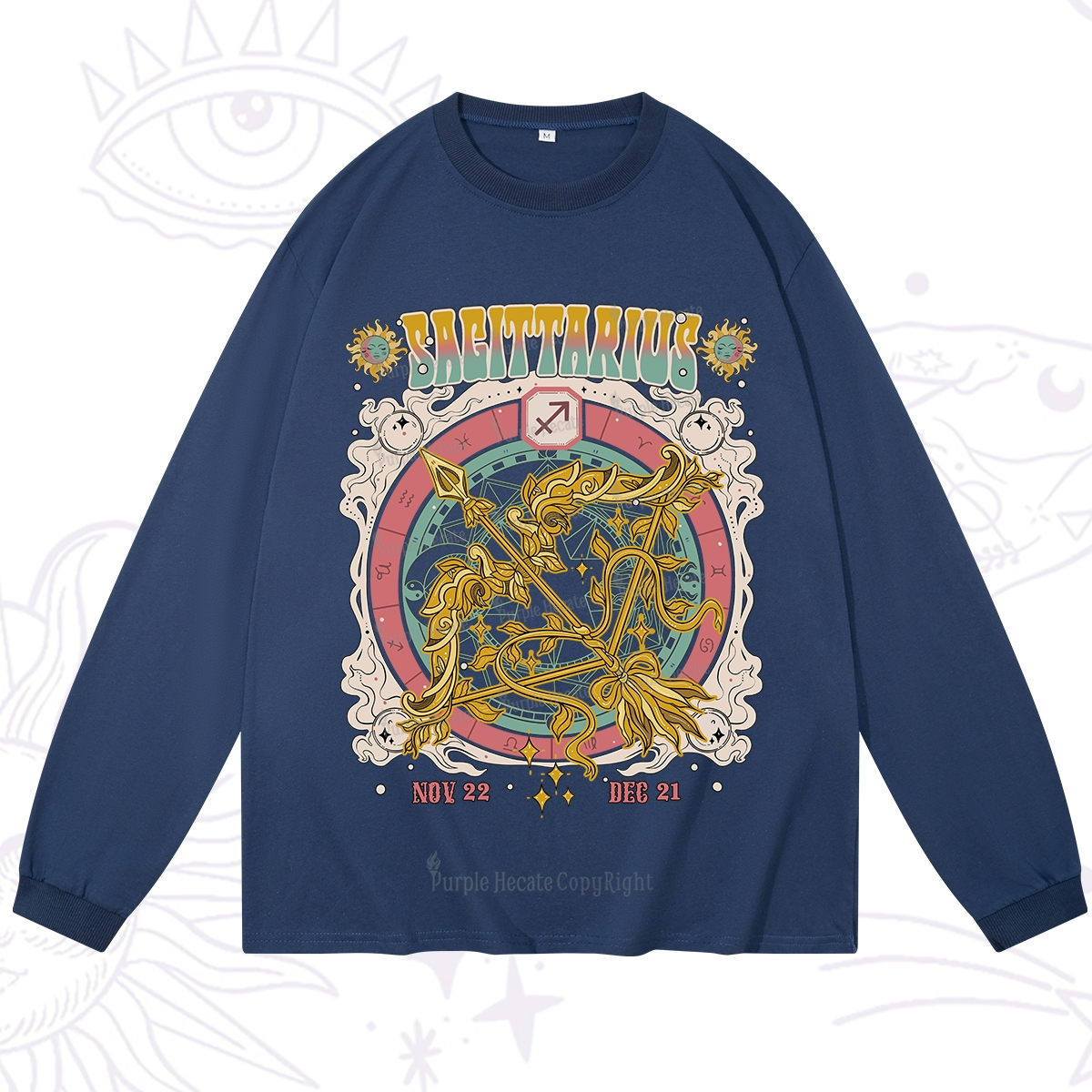 Purplehecate Sagittarius Cosmic Zodiac Long Sleeve T-Shirt