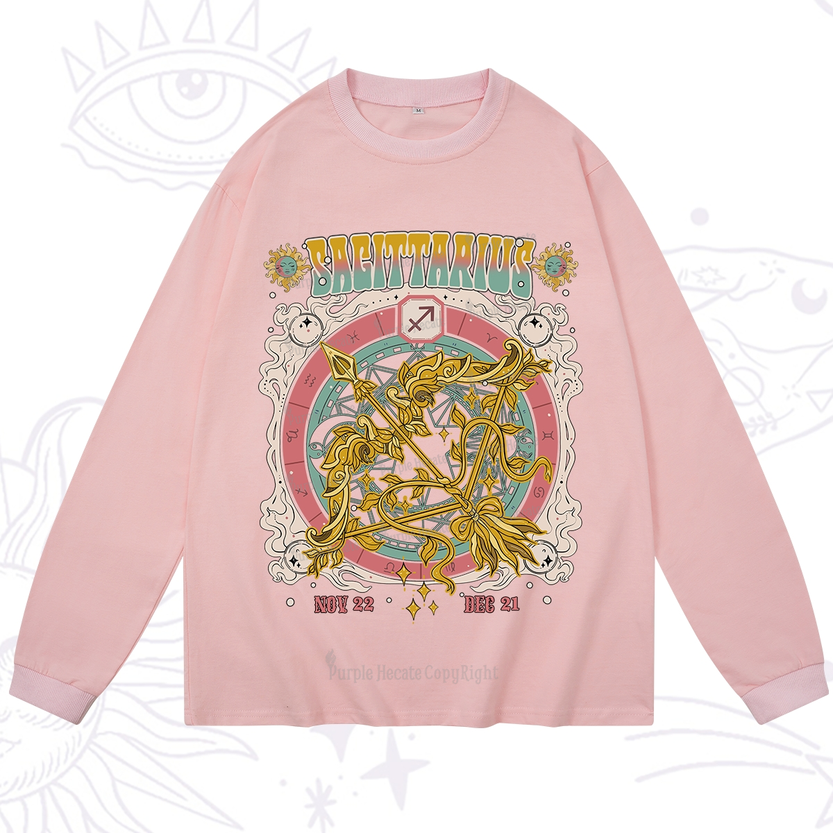 Purplehecate Sagittarius Cosmic Zodiac Long Sleeve T-Shirt