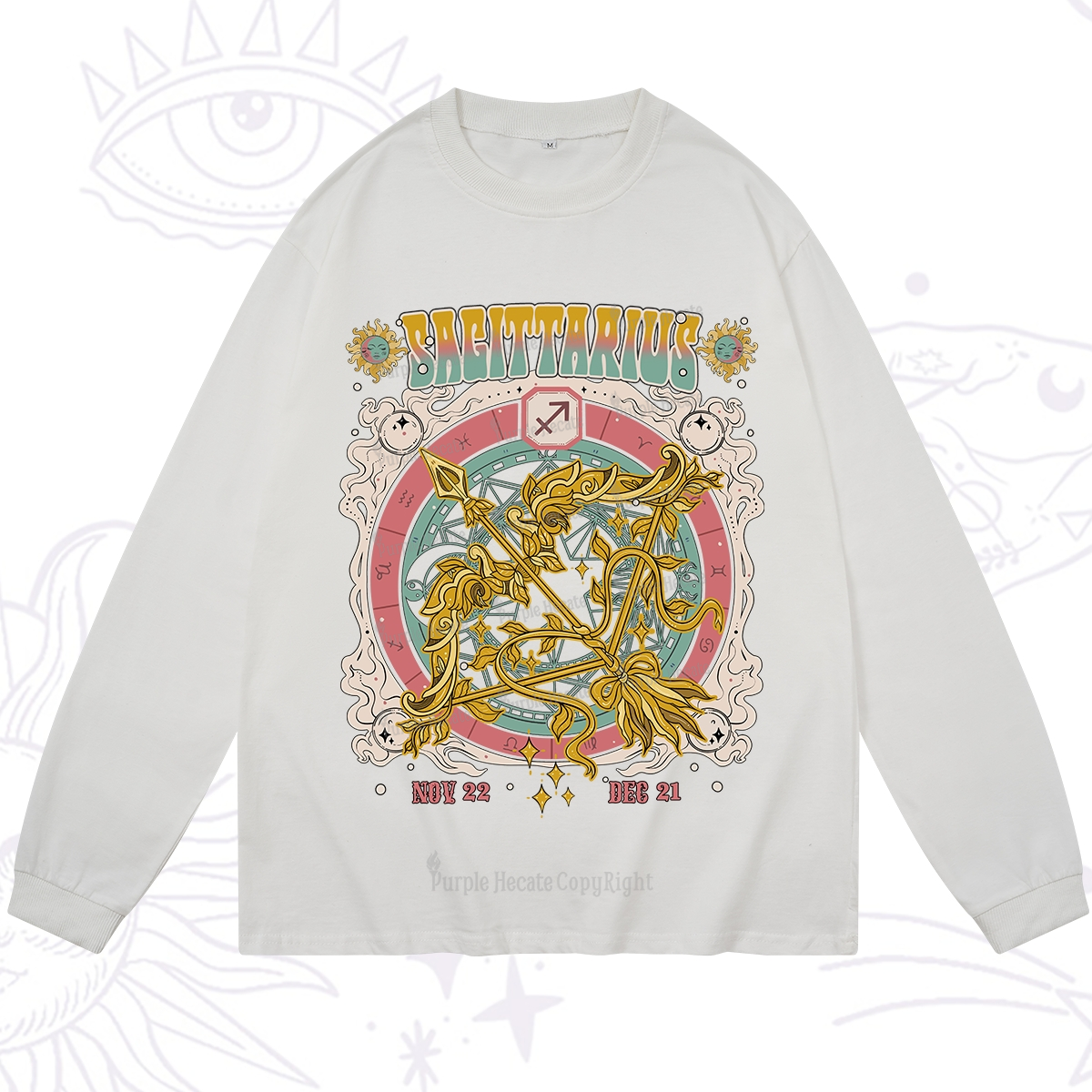 Purplehecate Sagittarius Cosmic Zodiac Long Sleeve T-Shirt