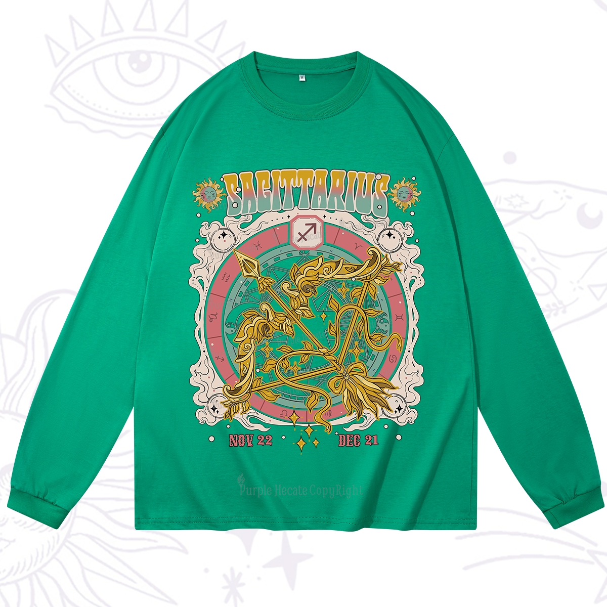 Purplehecate Sagittarius Cosmic Zodiac Long Sleeve T-Shirt