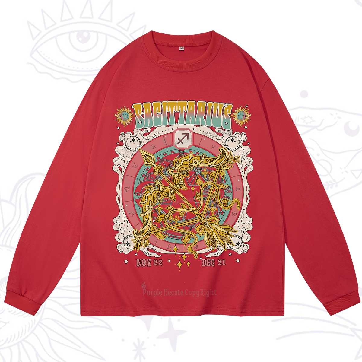 Purplehecate Sagittarius Cosmic Zodiac Long Sleeve T-Shirt