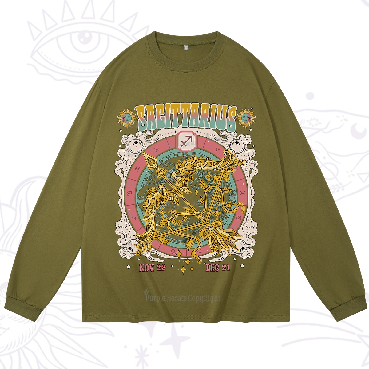 Purplehecate Sagittarius Cosmic Zodiac Long Sleeve T-Shirt