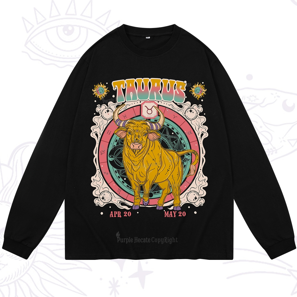 Purplehecate Taurus Cosmic Zodiac  Long Sleeve T-Shirt
