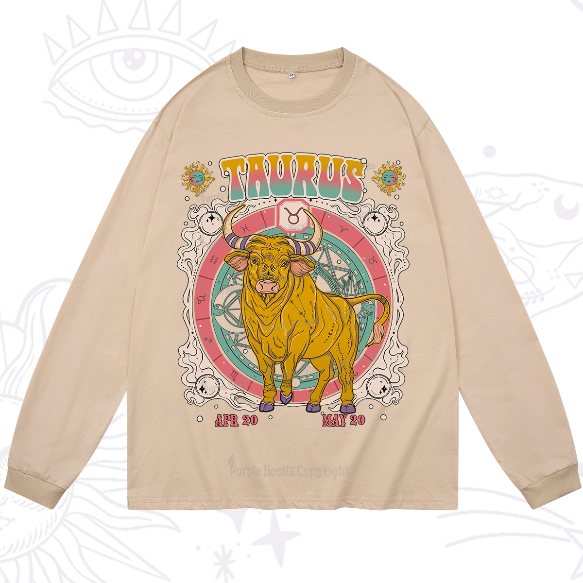 Purplehecate Taurus Cosmic Zodiac  Long Sleeve T-Shirt