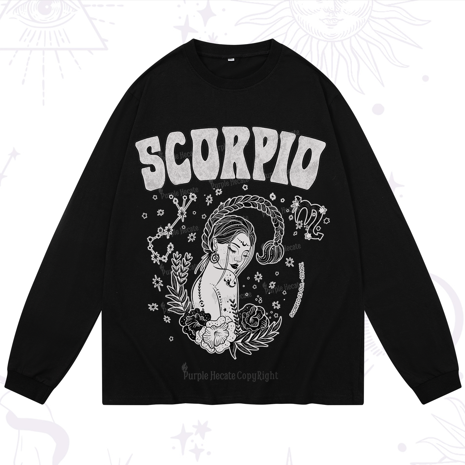 Purplehecate Scorpio Zodiac Glyphs  Long Sleeve T-Shirt