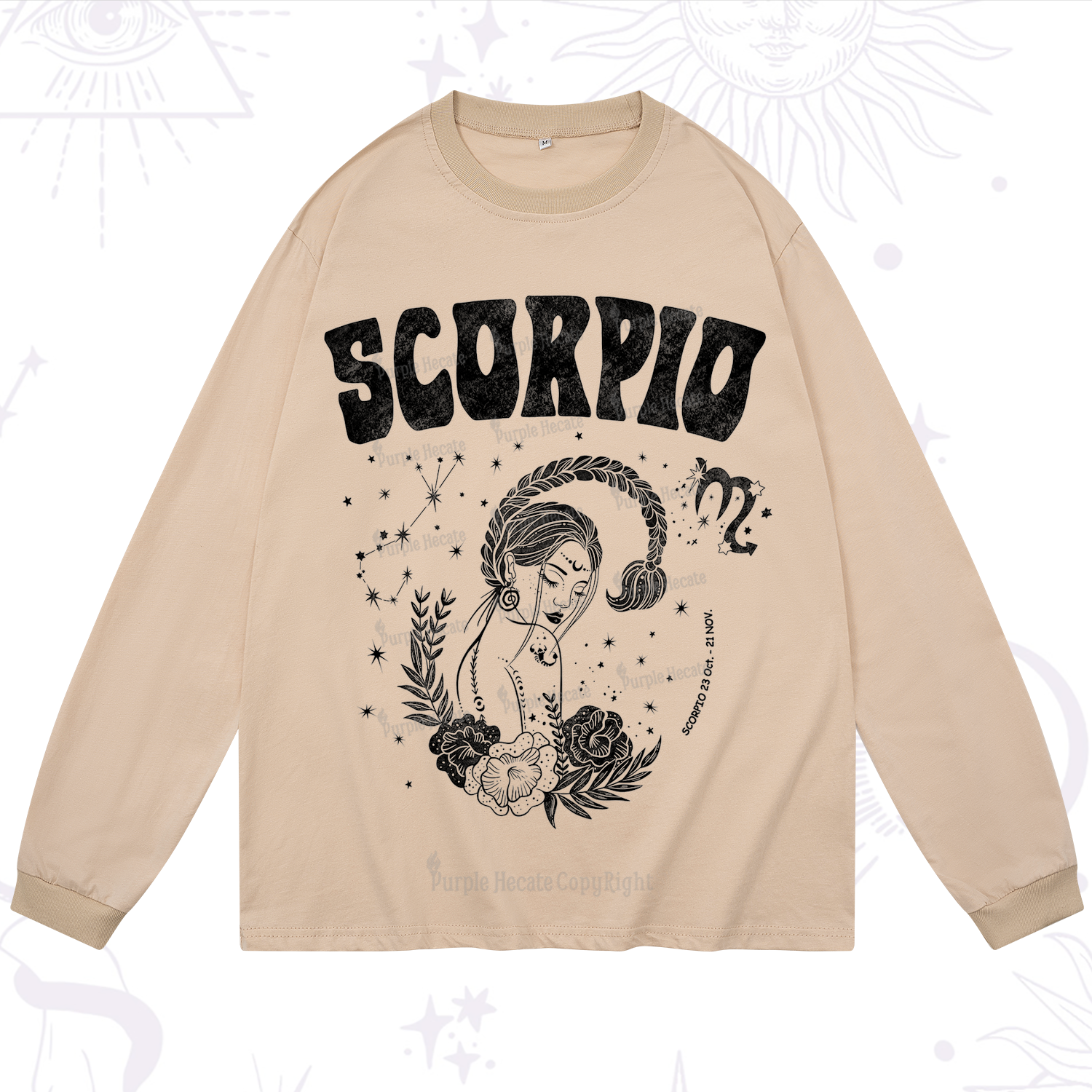 Purplehecate Scorpio Zodiac Glyphs  Long Sleeve T-Shirt