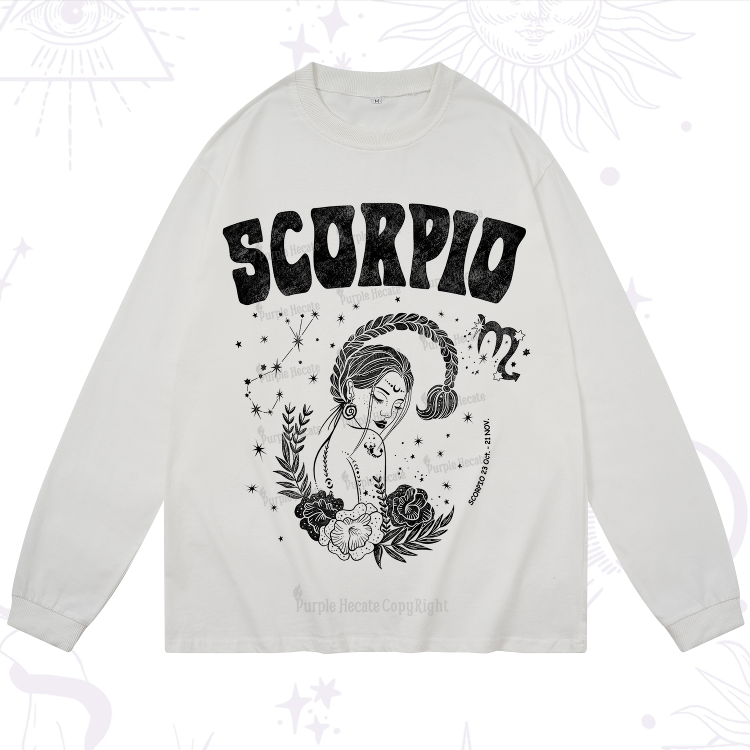 Purplehecate Scorpio Zodiac Glyphs  Long Sleeve T-Shirt