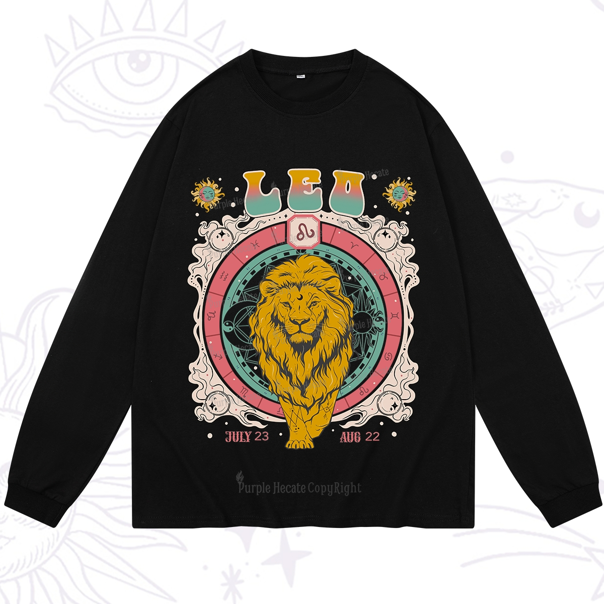 Purplehecate Leo Cosmic Zodiac Long Sleeve T-Shirt