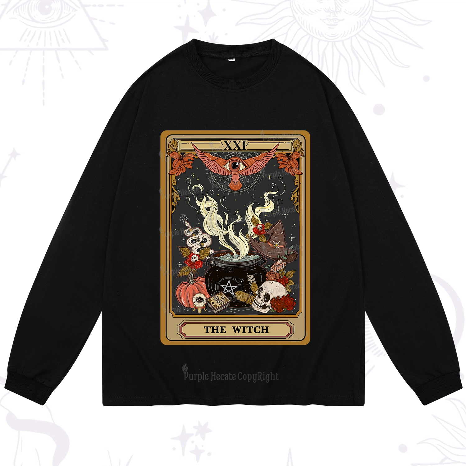 Purplehecate The Witch Magical Tarot Long Sleeve T-Shirt