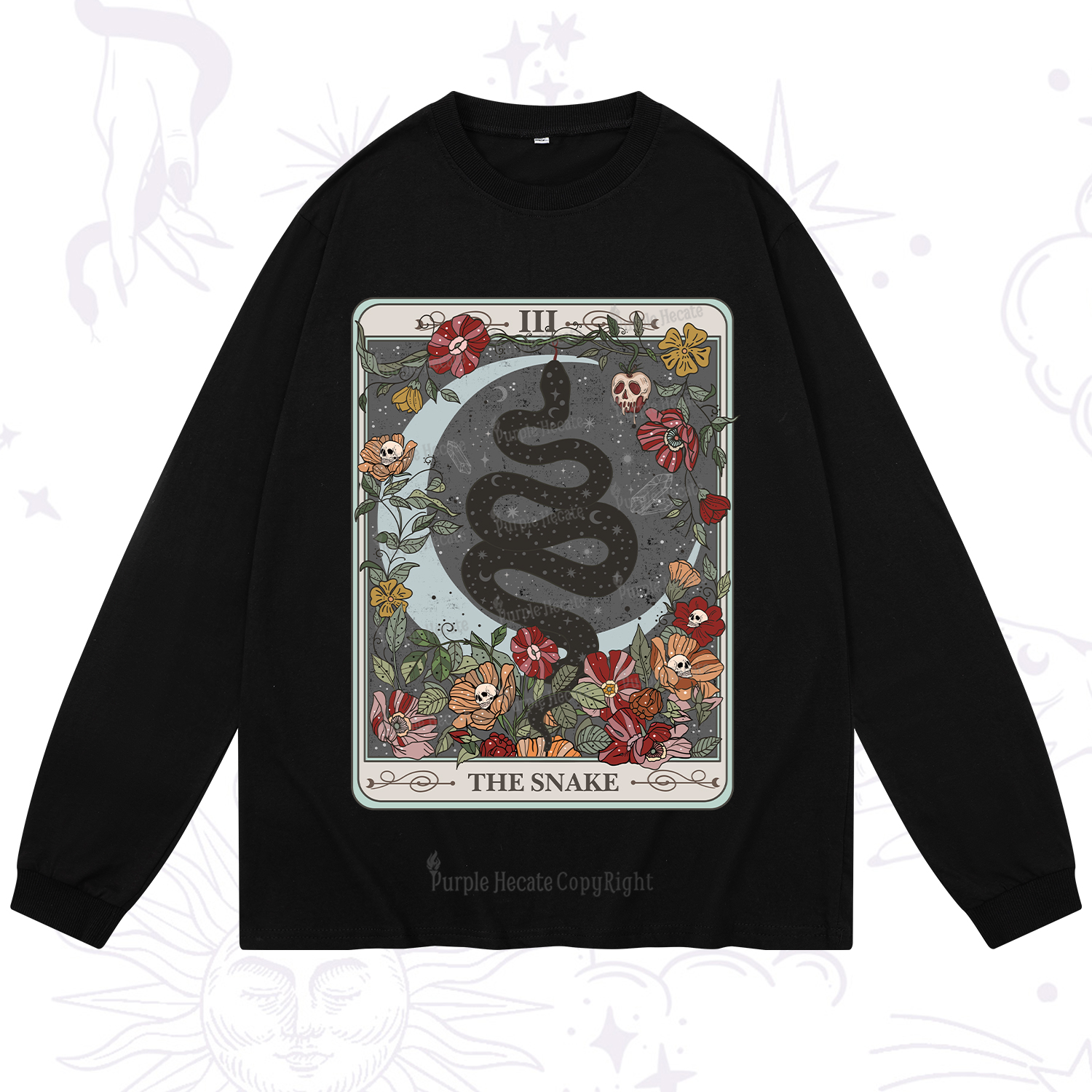 Purplehecate The Snake Tarot Long Sleeve T-Shirt