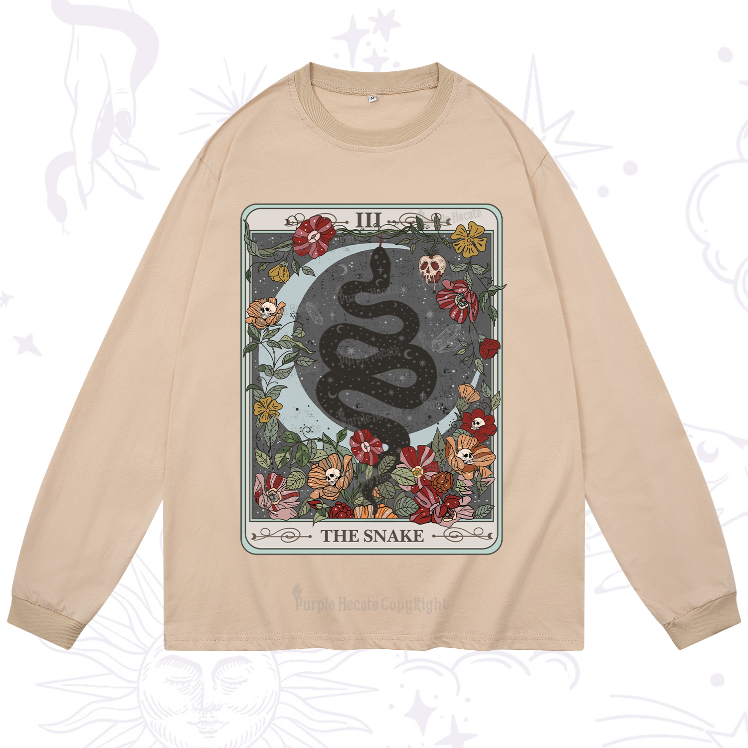 Purplehecate The Snake Tarot Long Sleeve T-Shirt