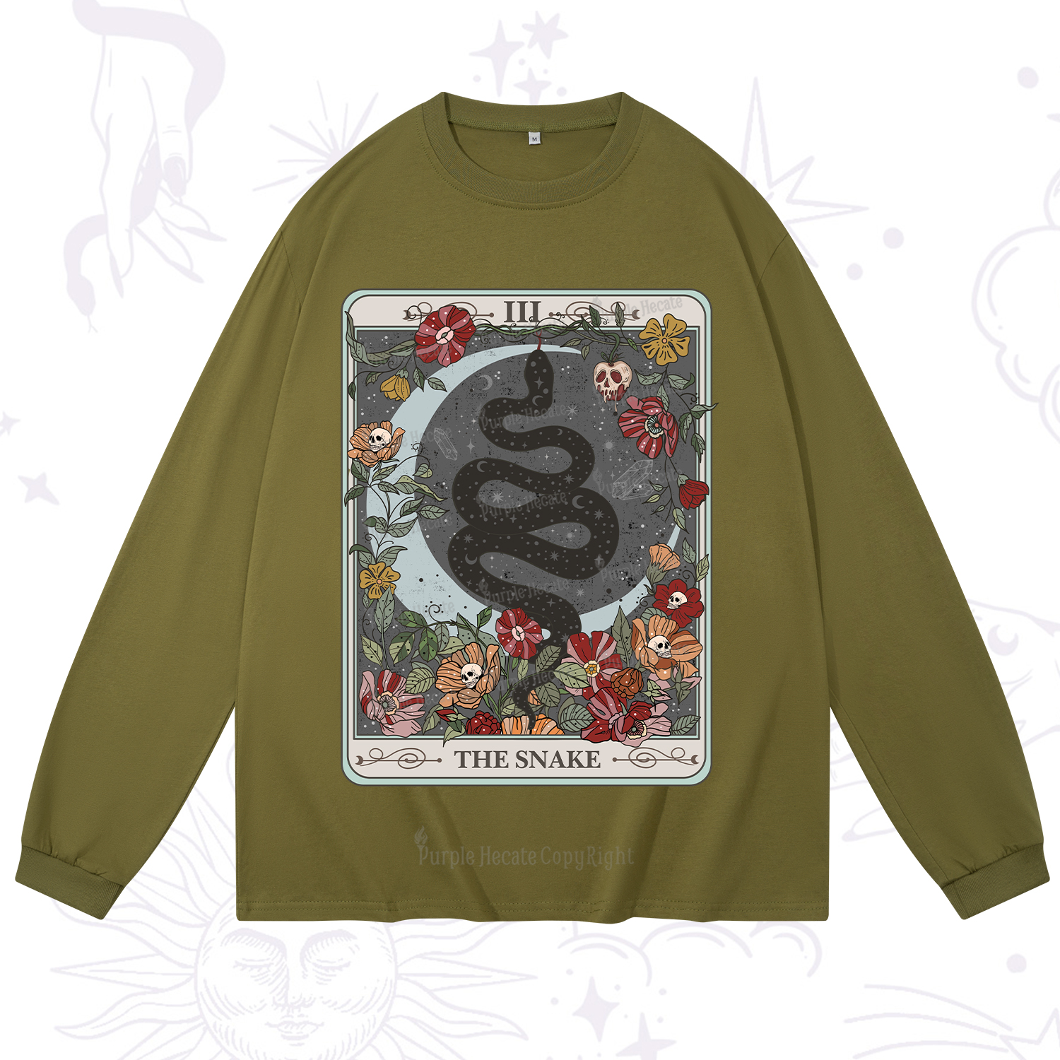 Purplehecate The Snake Tarot Long Sleeve T-Shirt