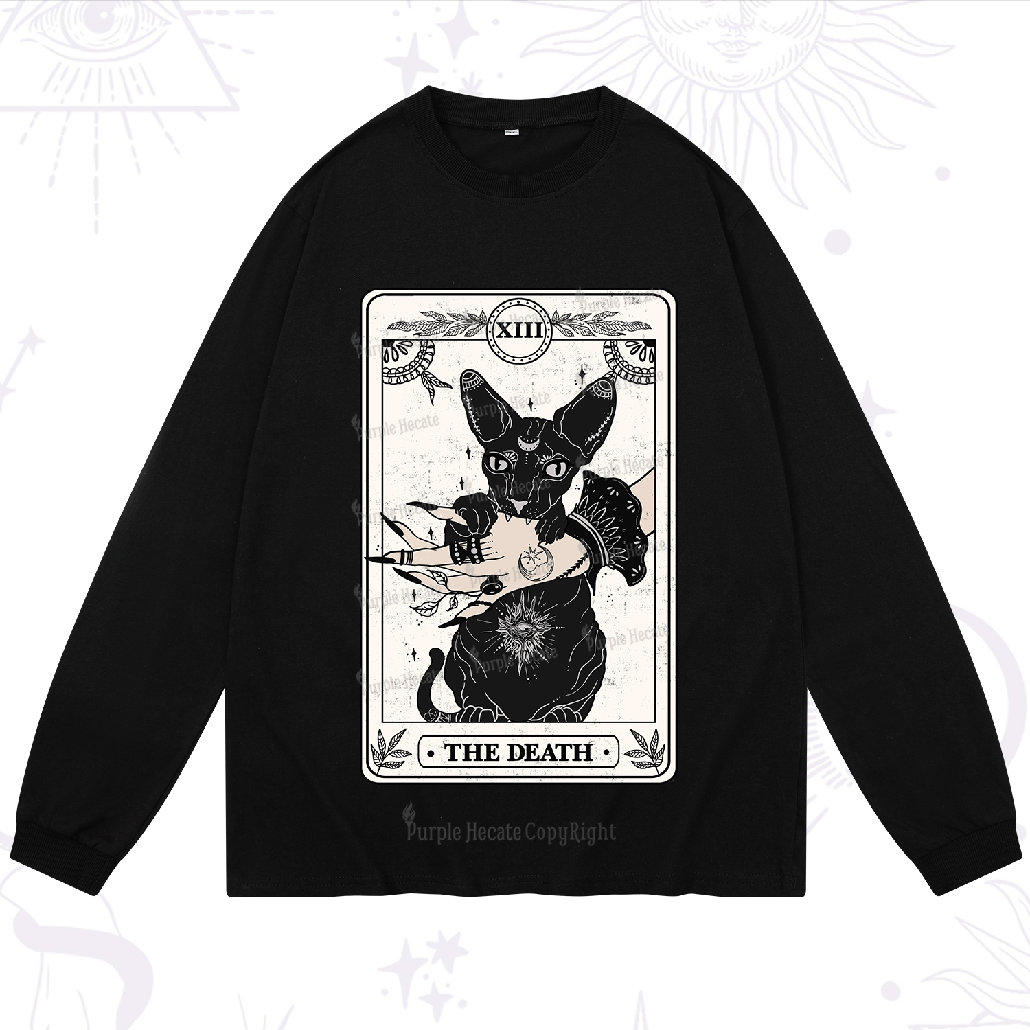 Purplehecate The Death Cat Tarot Long Sleeve T-Shirt