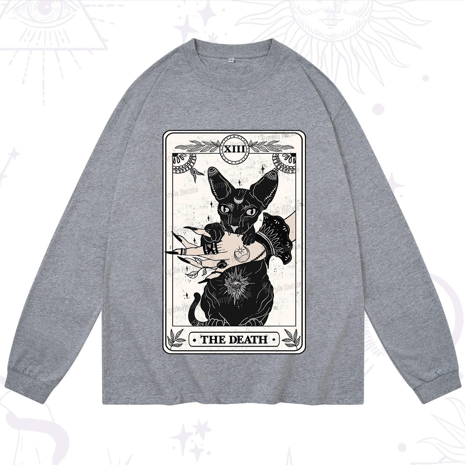Purplehecate The Death Cat Tarot Long Sleeve T-Shirt