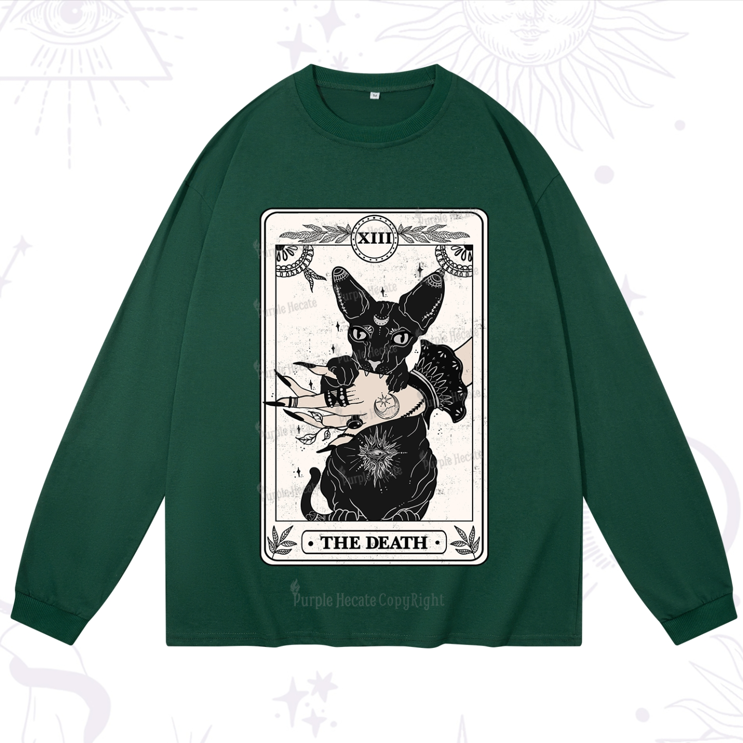 Purplehecate The Death Cat Tarot Long Sleeve T-Shirt