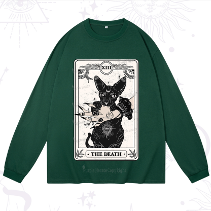 Purplehecate The Death Cat Tarot Long Sleeve T-Shirt