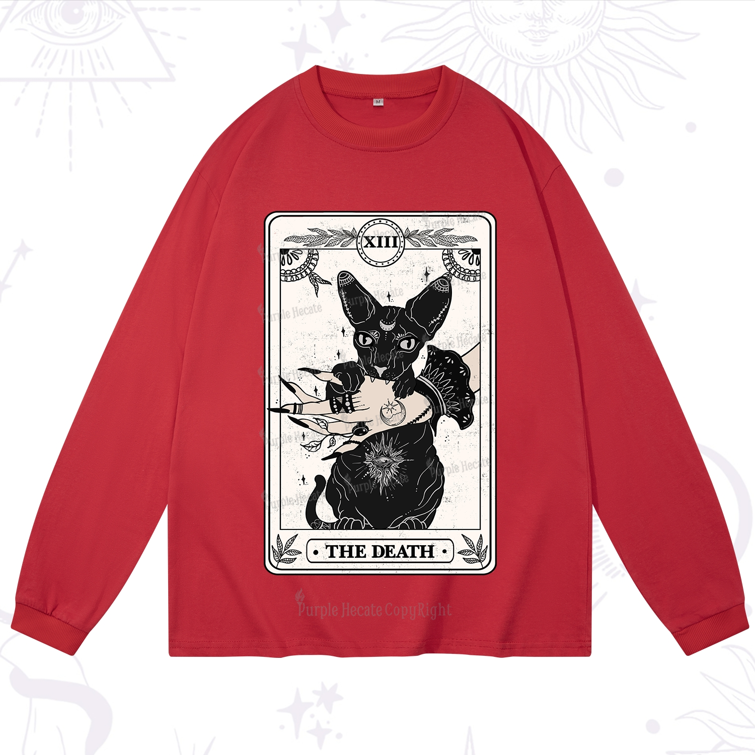 Purplehecate The Death Cat Tarot Long Sleeve T-Shirt