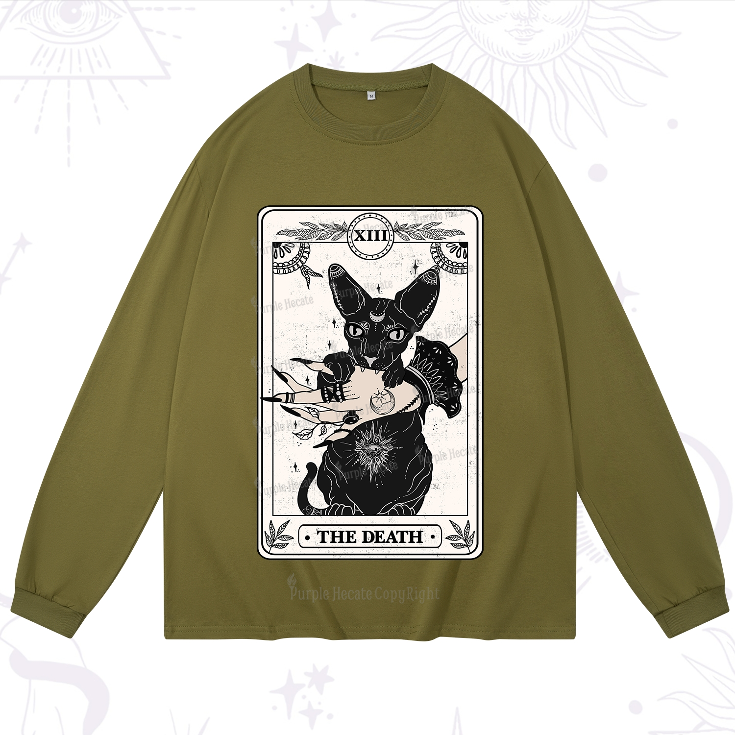 Purplehecate The Death Cat Tarot Long Sleeve T-Shirt