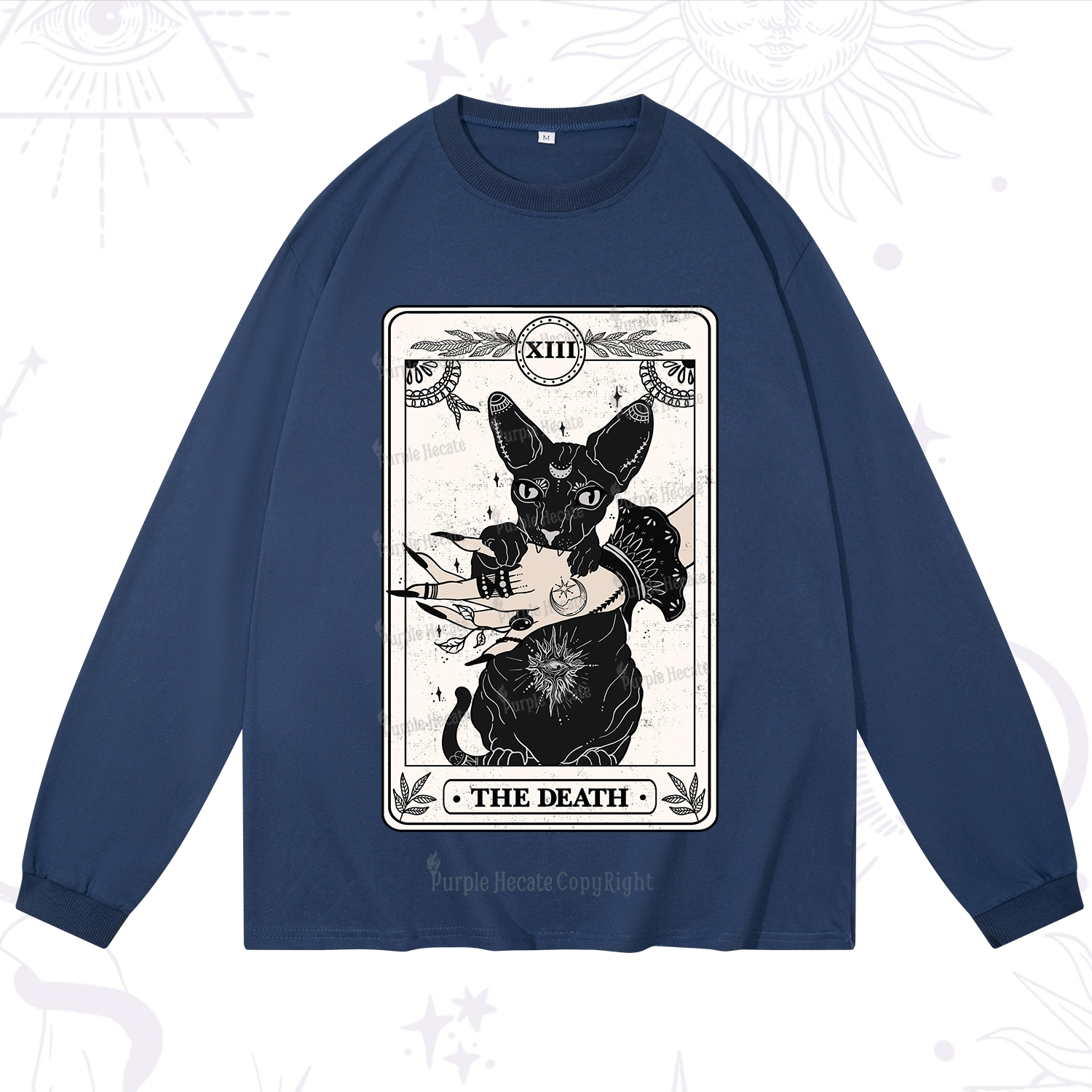 Purplehecate The Death Cat Tarot Long Sleeve T-Shirt