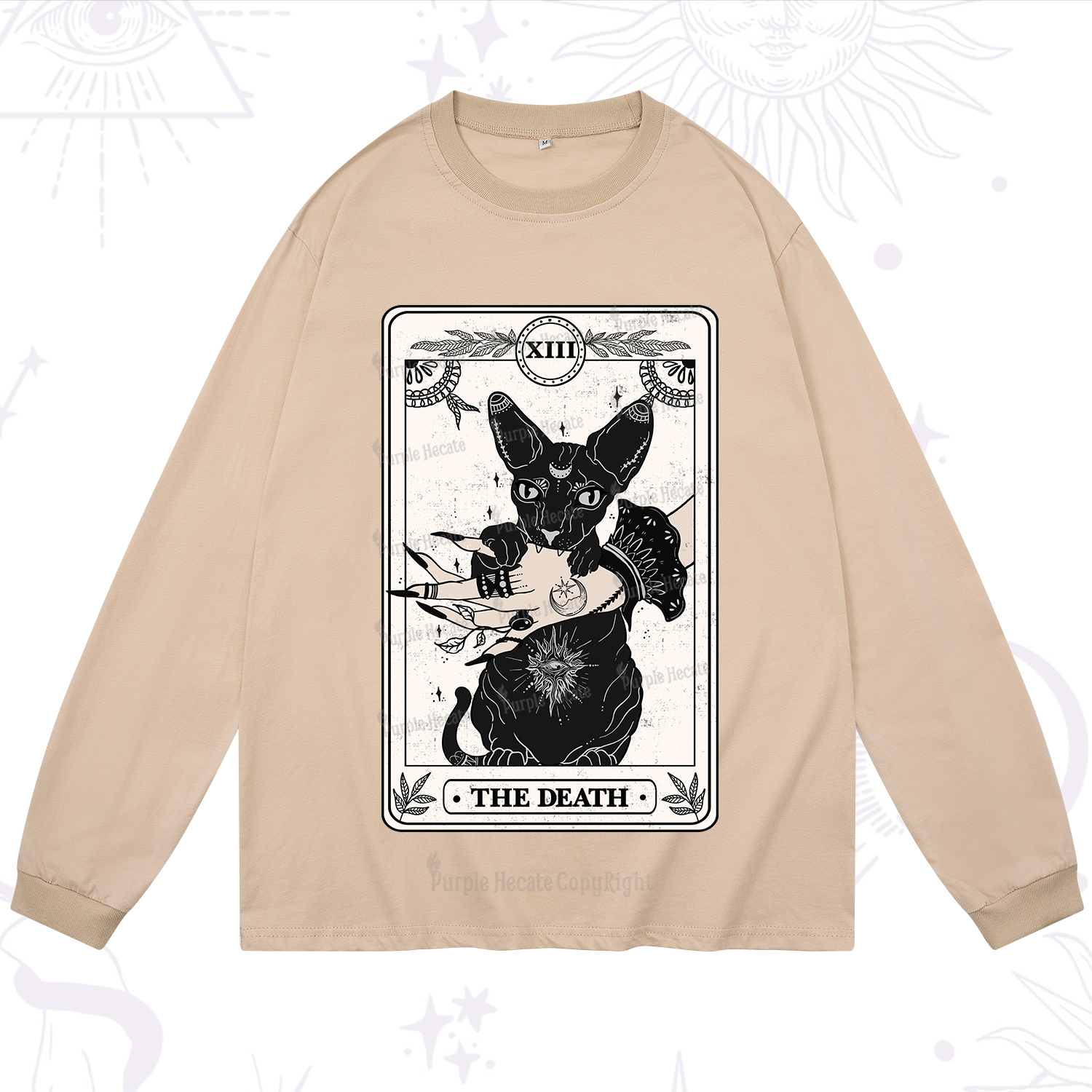 Purplehecate The Death Cat Tarot Long Sleeve T-Shirt