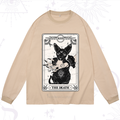 Purplehecate The Death Cat Tarot Long Sleeve T-Shirt
