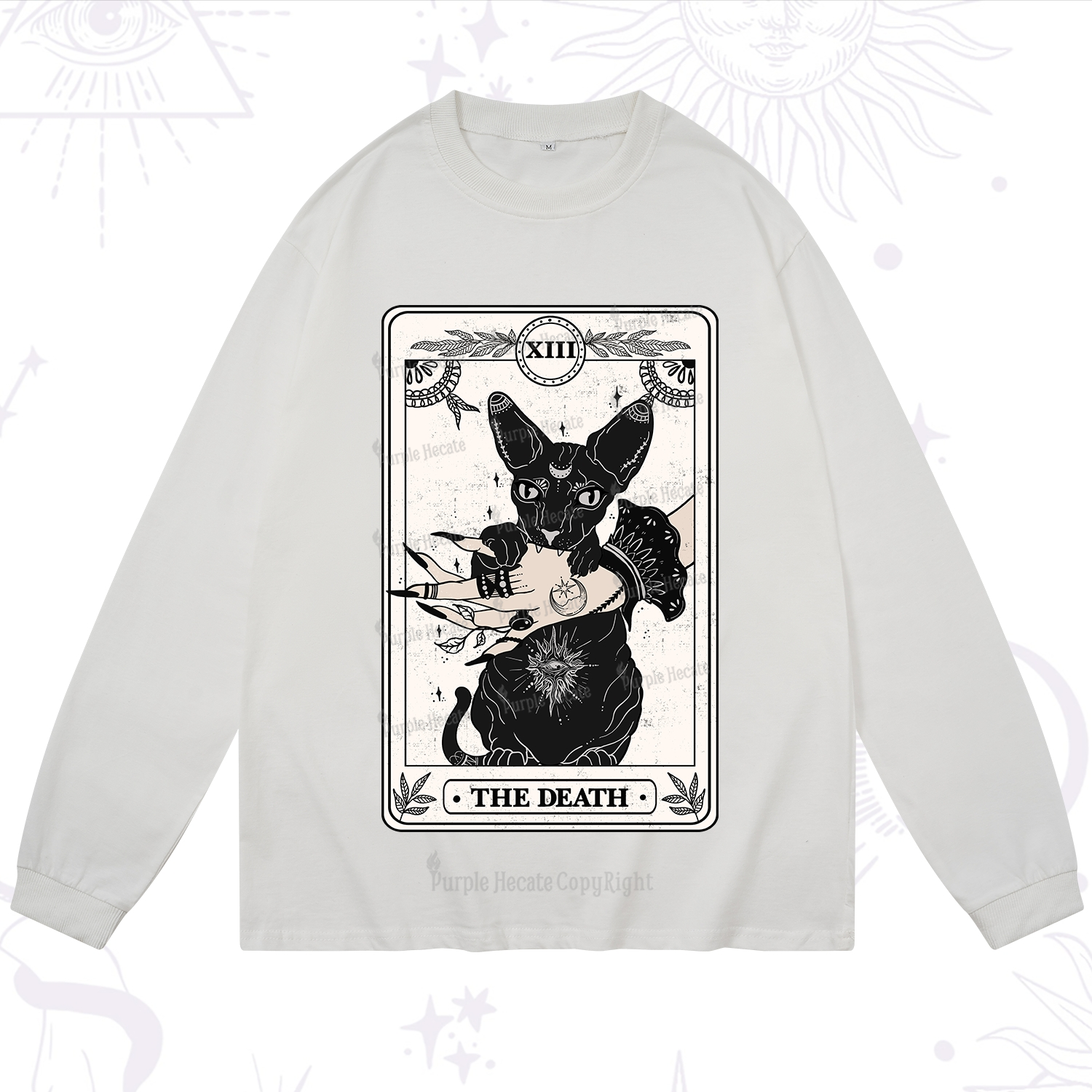 Purplehecate The Death Cat Tarot Long Sleeve T-Shirt