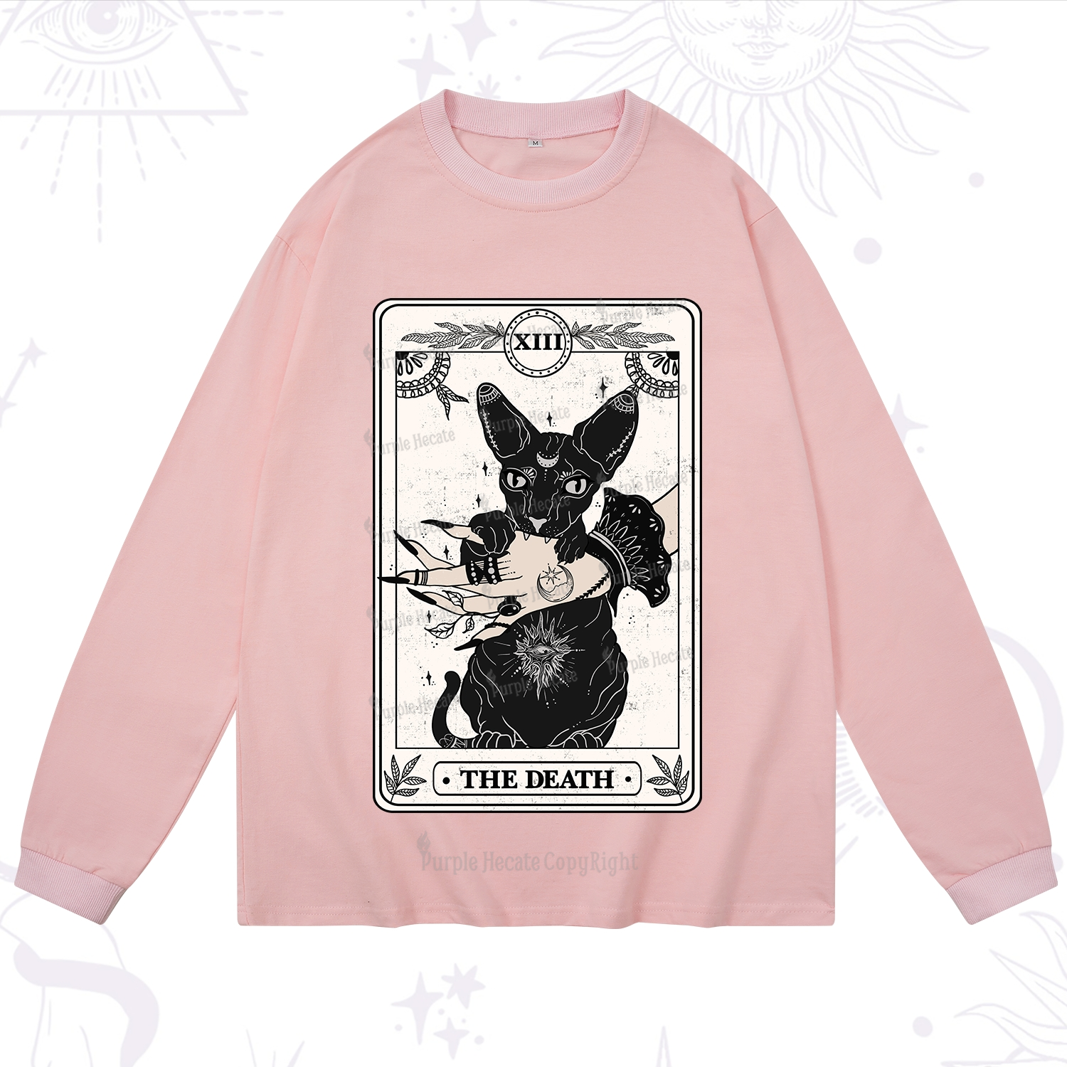 Purplehecate The Death Cat Tarot Long Sleeve T-Shirt