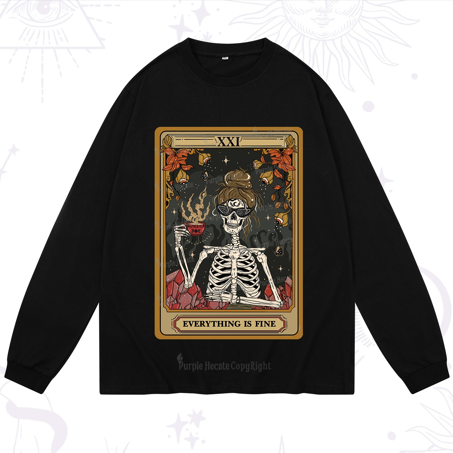Purplehecate The Everything Fine Tarot Long Sleeve T-Shirt