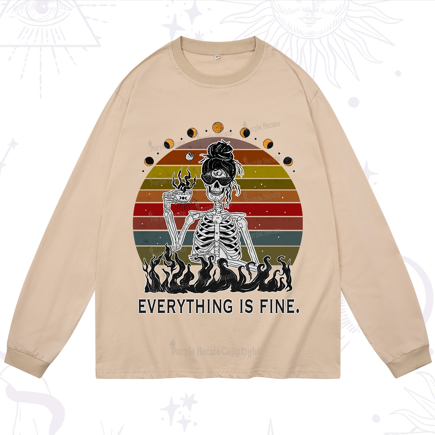 Purplehecate Eat Sleep Tarot Repeat Long Sleeve T-Shirt