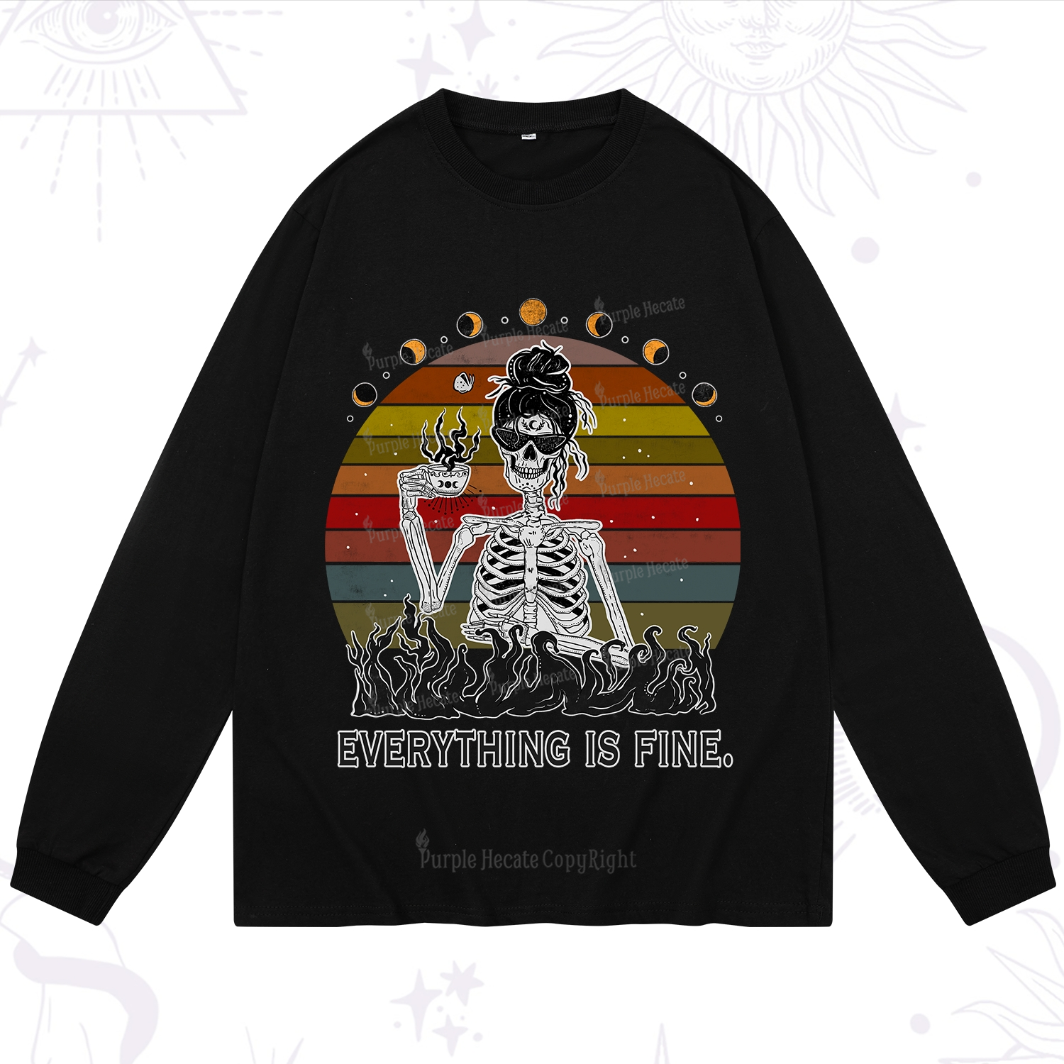 Purplehecate Eat Sleep Tarot Repeat Long Sleeve T-Shirt