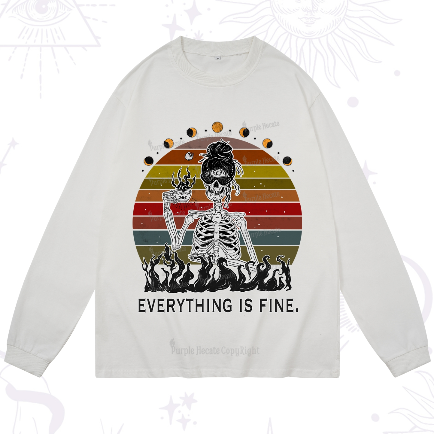 Purplehecate Eat Sleep Tarot Repeat Long Sleeve T-Shirt