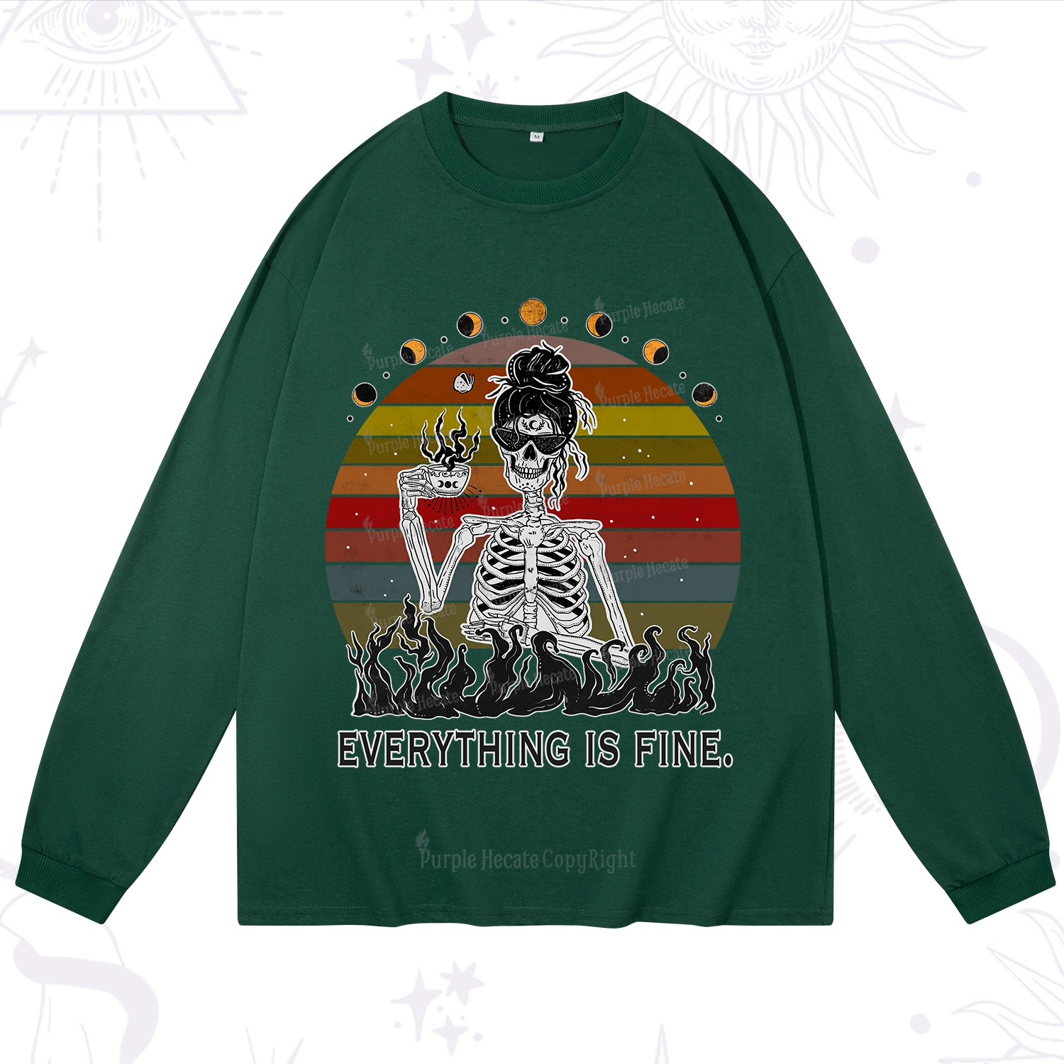 Purplehecate Eat Sleep Tarot Repeat Long Sleeve T-Shirt