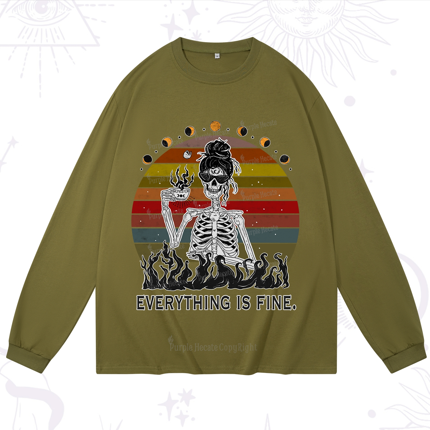 Purplehecate Eat Sleep Tarot Repeat Long Sleeve T-Shirt