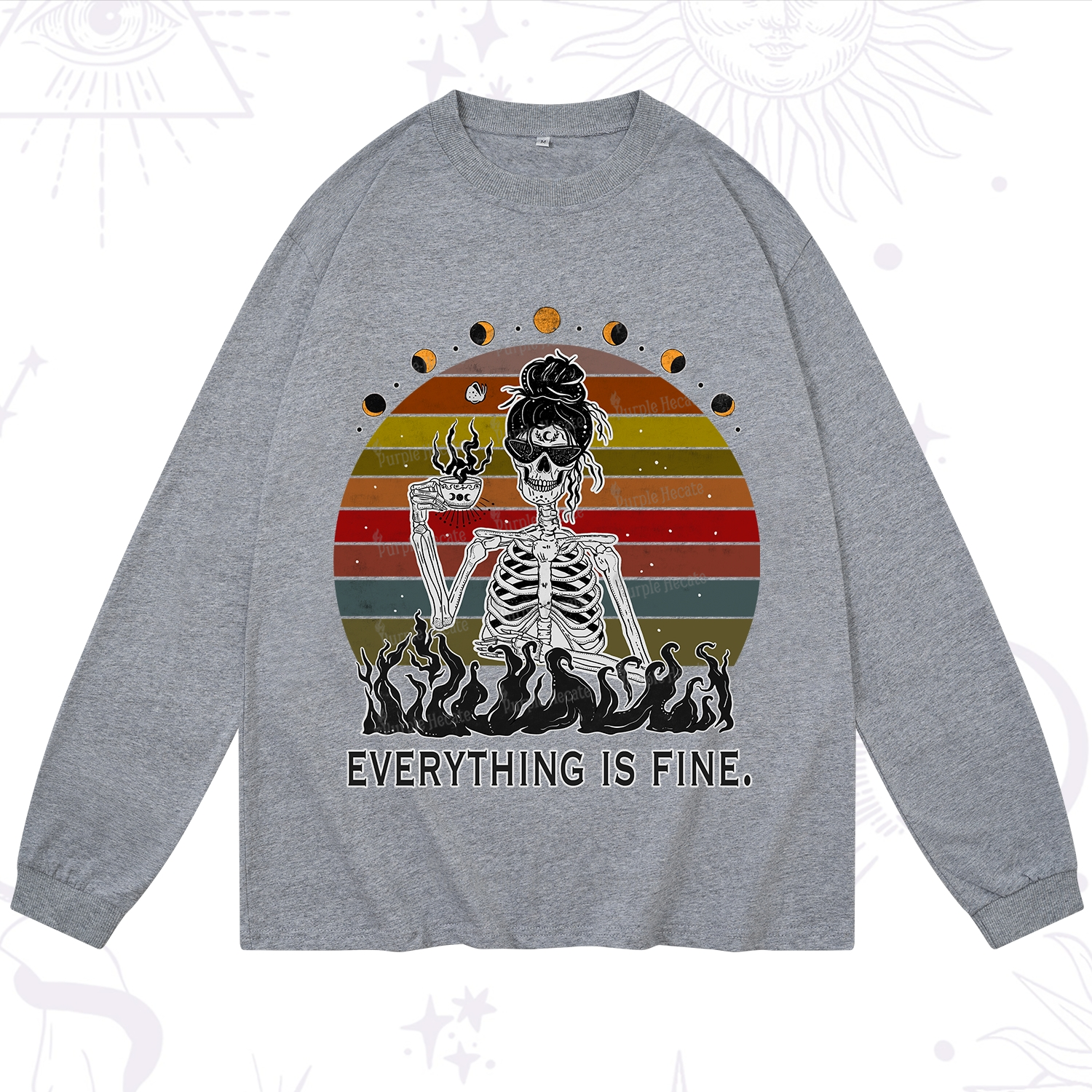 Purplehecate Eat Sleep Tarot Repeat Long Sleeve T-Shirt