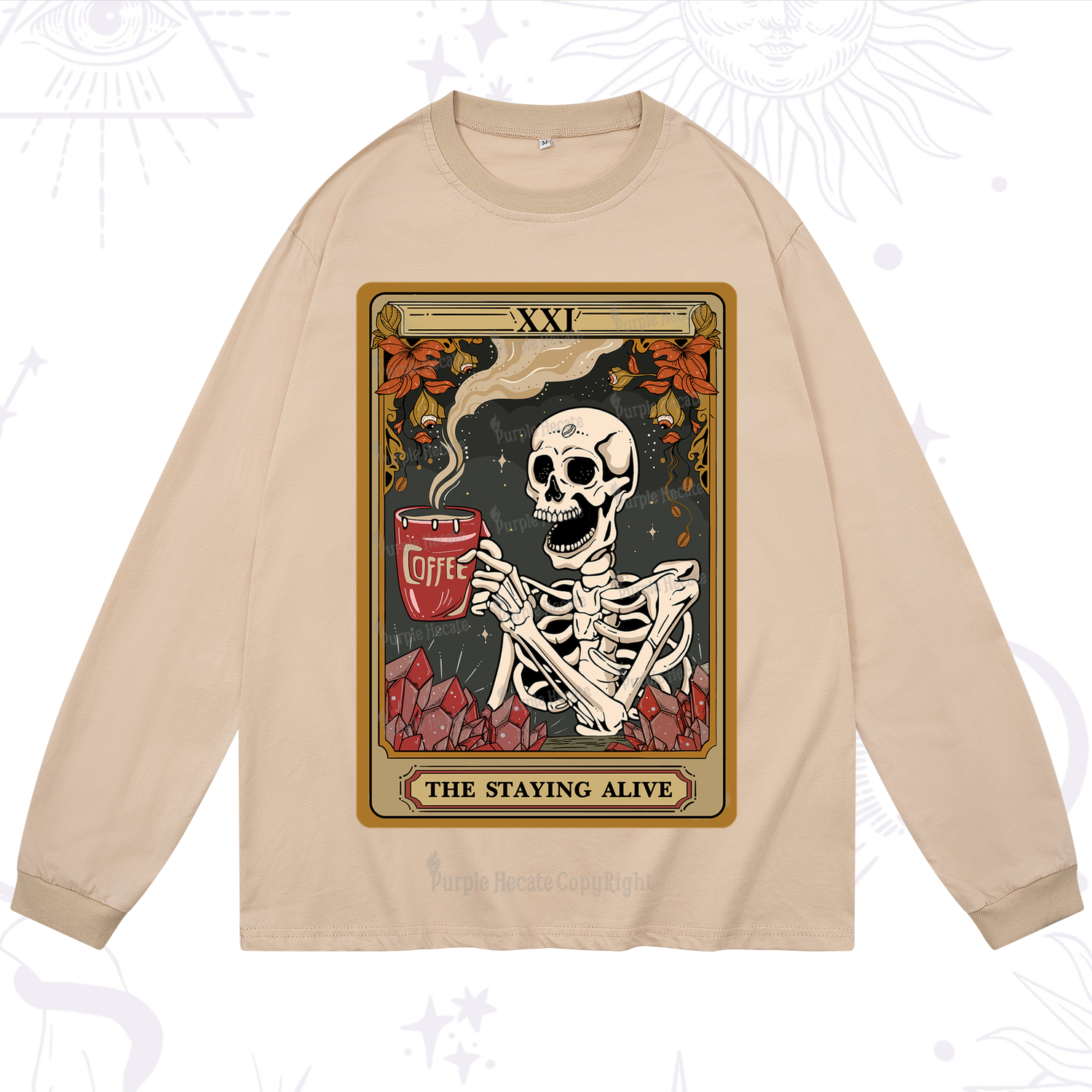 Purplehecate The Stating Alive Tarot Card Long Sleeve T-Shirt