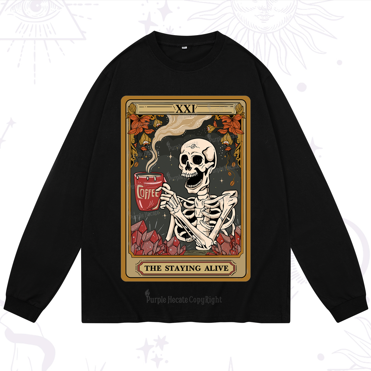 Purplehecate The Stating Alive Tarot Card Long Sleeve T-Shirt