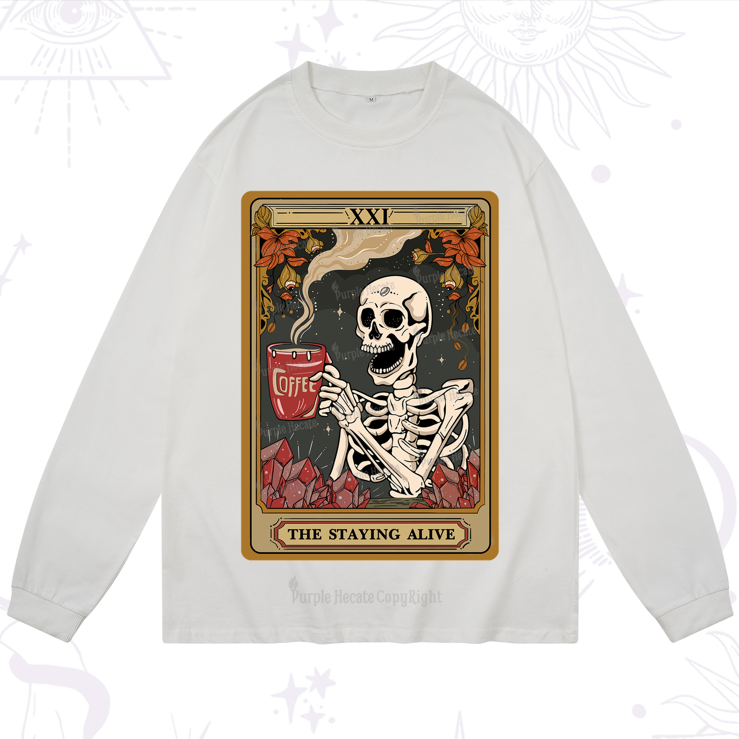 Purplehecate The Stating Alive Tarot Card Long Sleeve T-Shirt