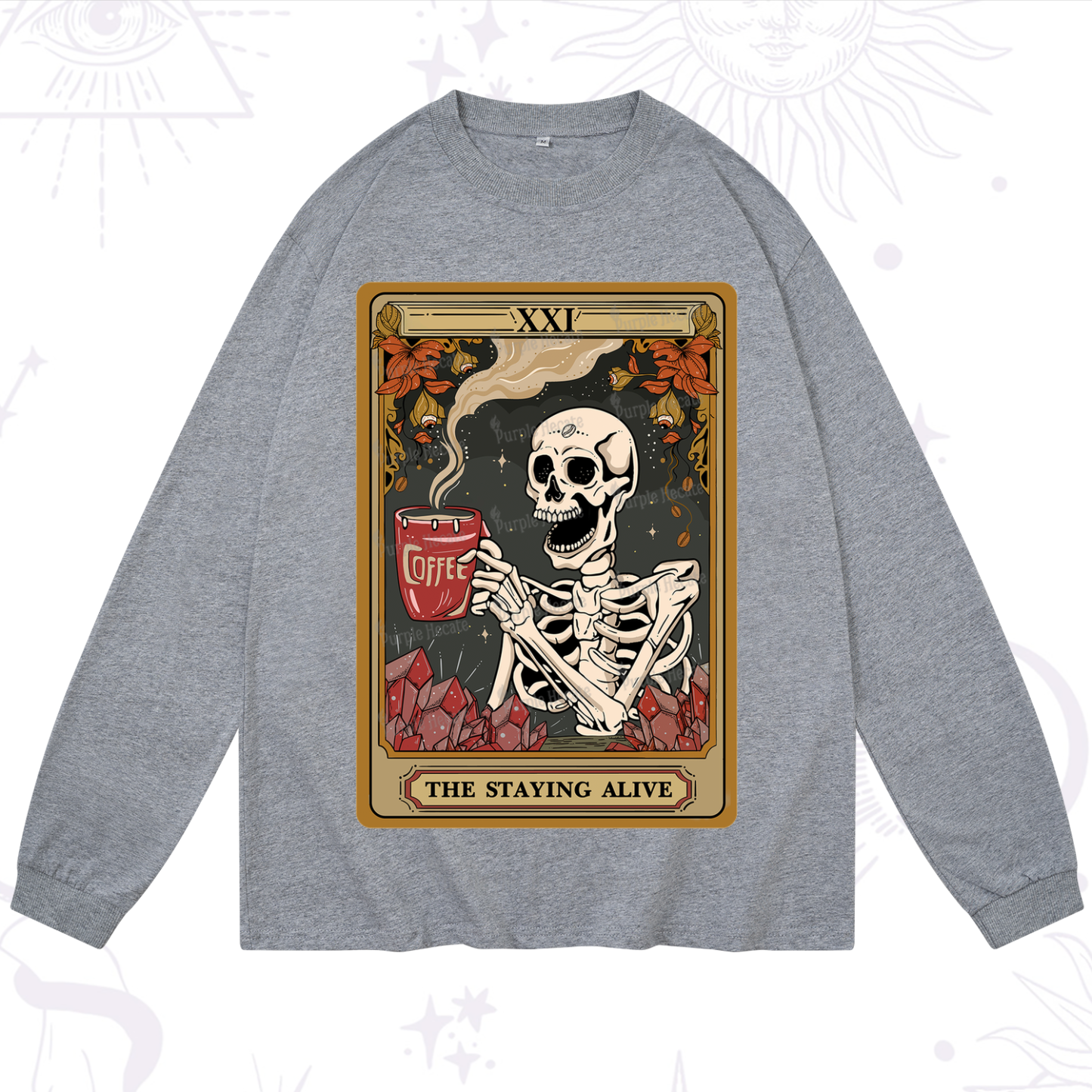 Purplehecate The Stating Alive Tarot Card Long Sleeve T-Shirt