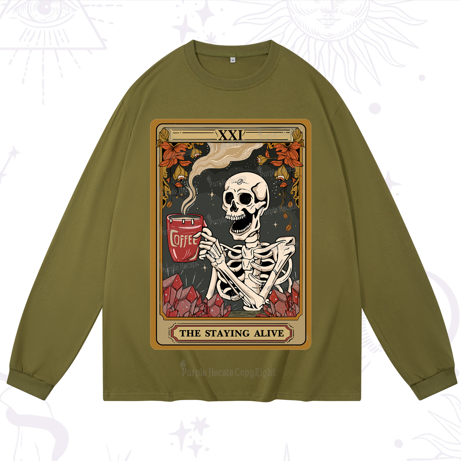 Purplehecate The Stating Alive Tarot Card Long Sleeve T-Shirt