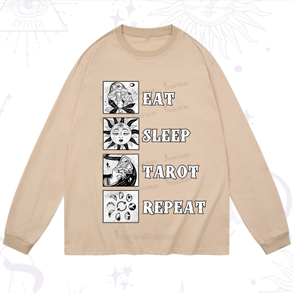 Purplehecate Eat Sleep Tarot Repeat Long Sleeve T-Shirt