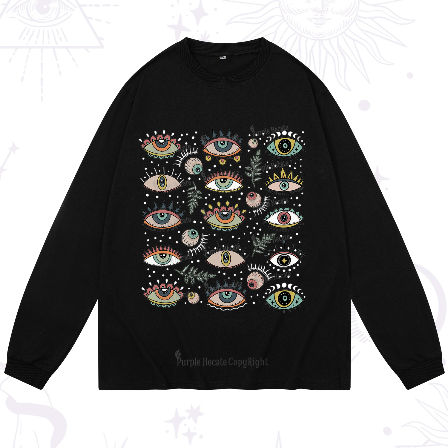 Purplehecate Evil Eye Array Long Sleeve T-Shirt