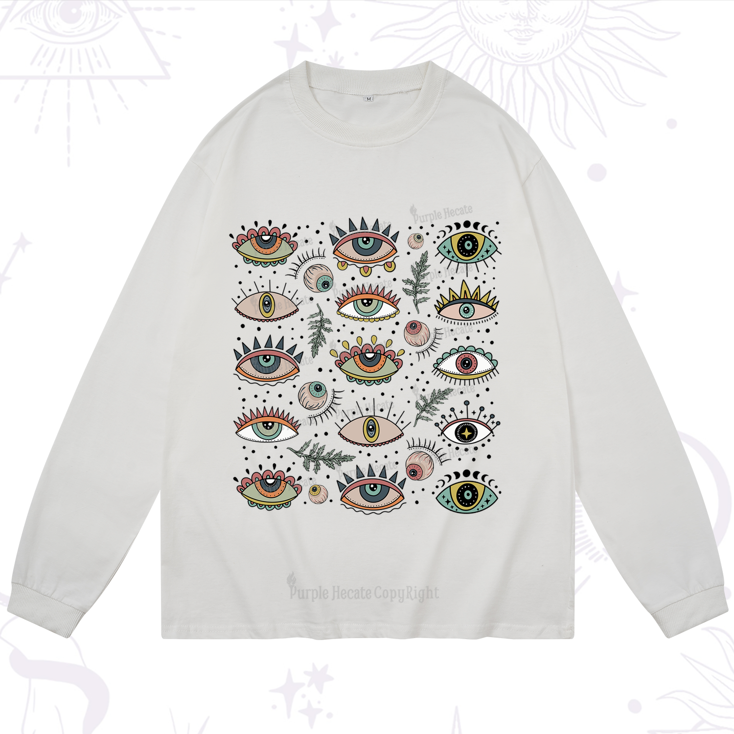 Purplehecate Evil Eye Array Long Sleeve T-Shirt