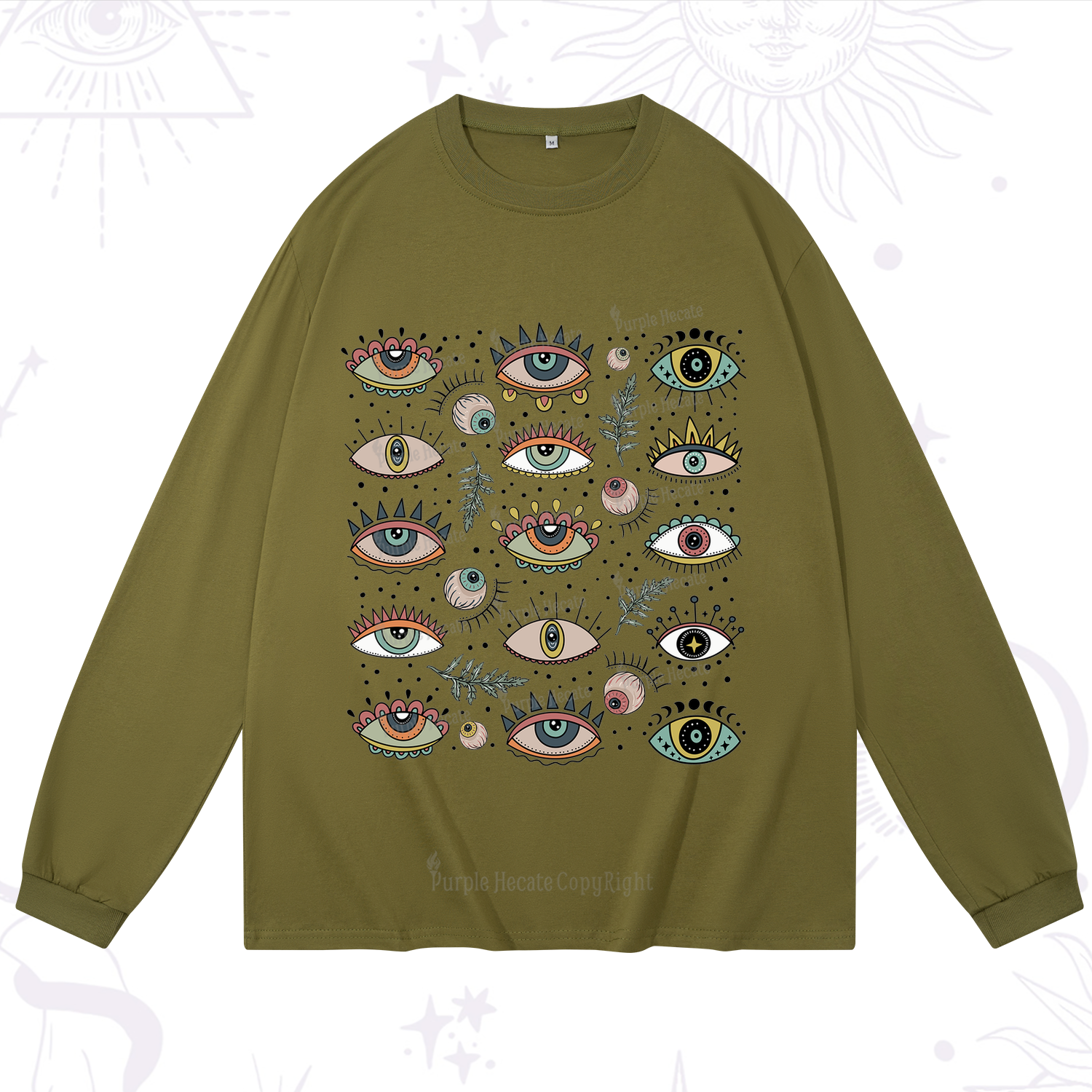 Purplehecate Evil Eye Array Long Sleeve T-Shirt