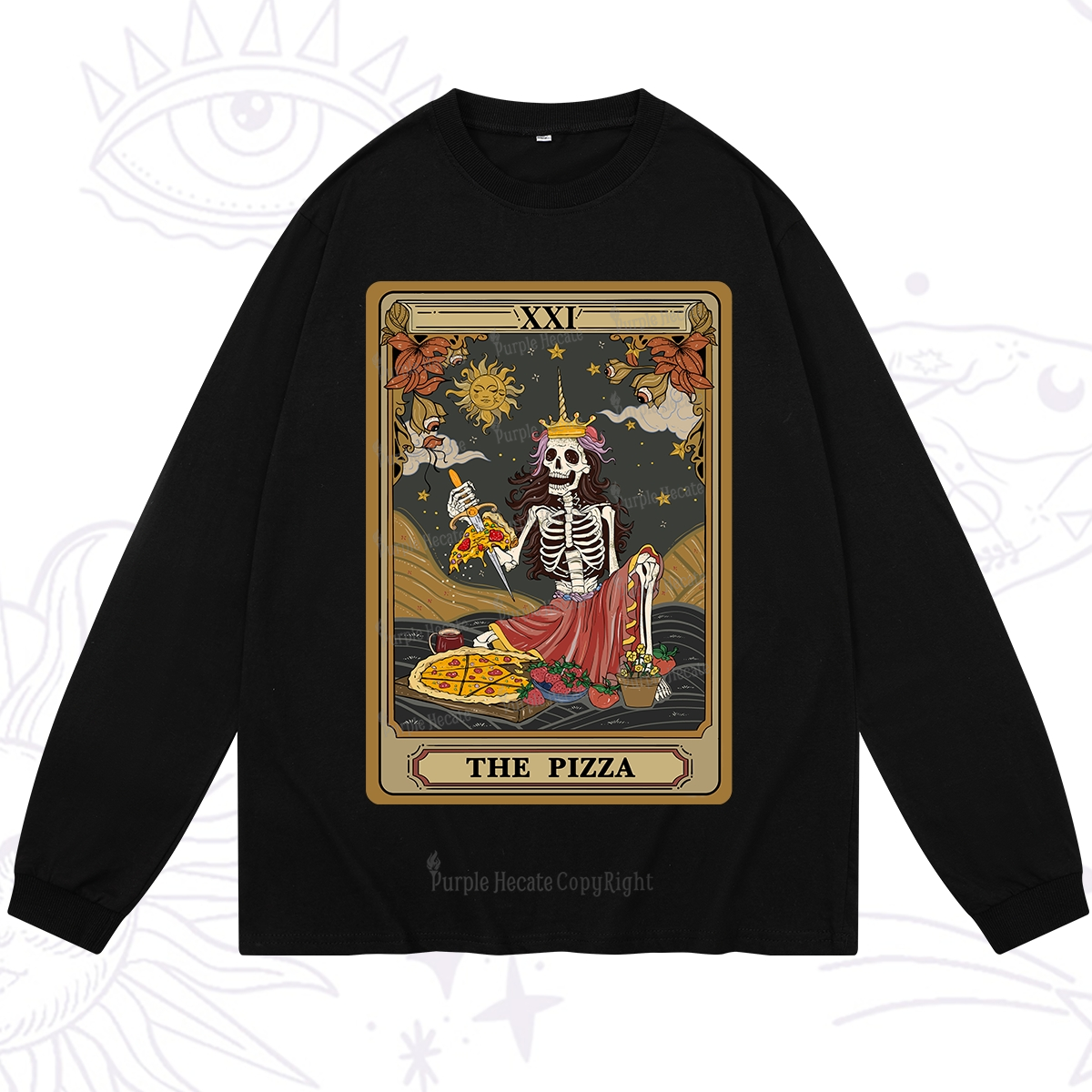 Purplehecate The Pizza Tarot Card Long Sleeve T-Shirt